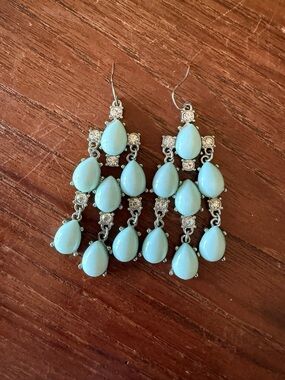 Robin’s Egg Blue Teardrop Chandelier Earrings - Women's Jewelry